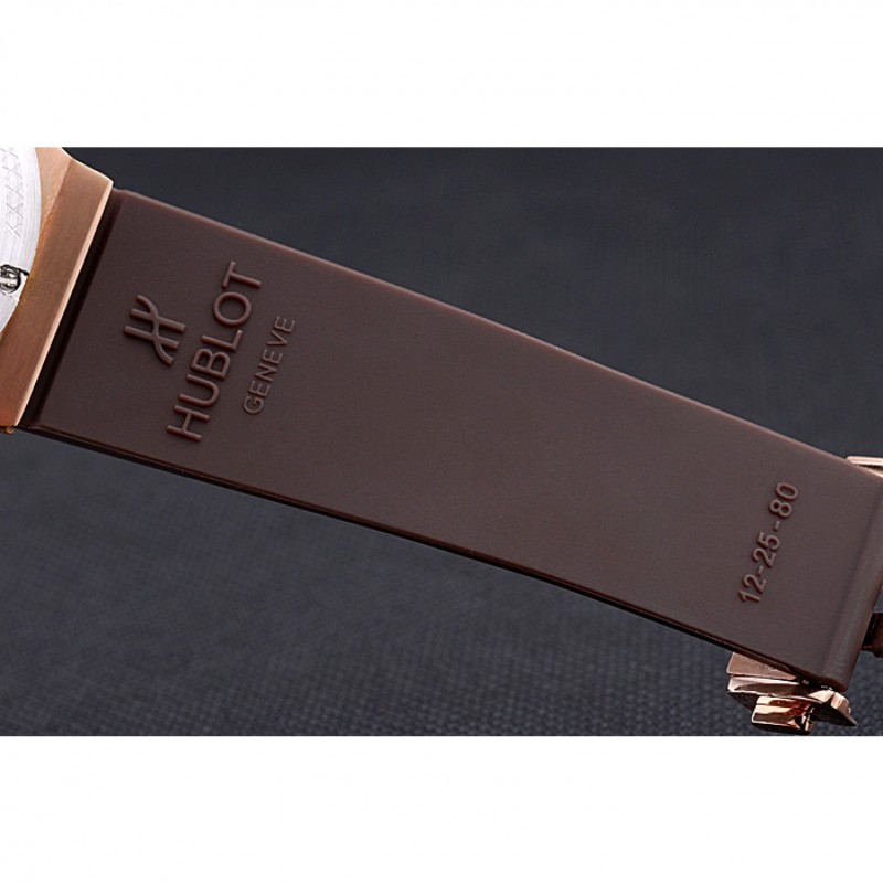 Cheap Hublot Big Bang King Rose Gold Bezel White Dial Brown Rubber Strap-7