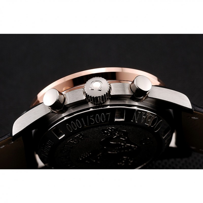 Swiss Omega Speedmaster Professional Black Dial Gold Accents Black Leather Bracelet 1453937-7