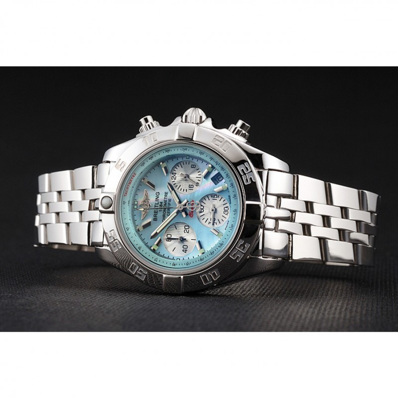Breitling Chronomat Quartz Light Blue Dial Stainless Steel Case And Bracelet-3