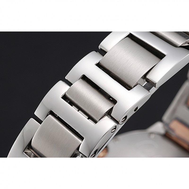 Swiss Ballon Blue De Cartier Diamond Steel Case White Dial Roman Numerals Two Tone Bracelet 622647-3