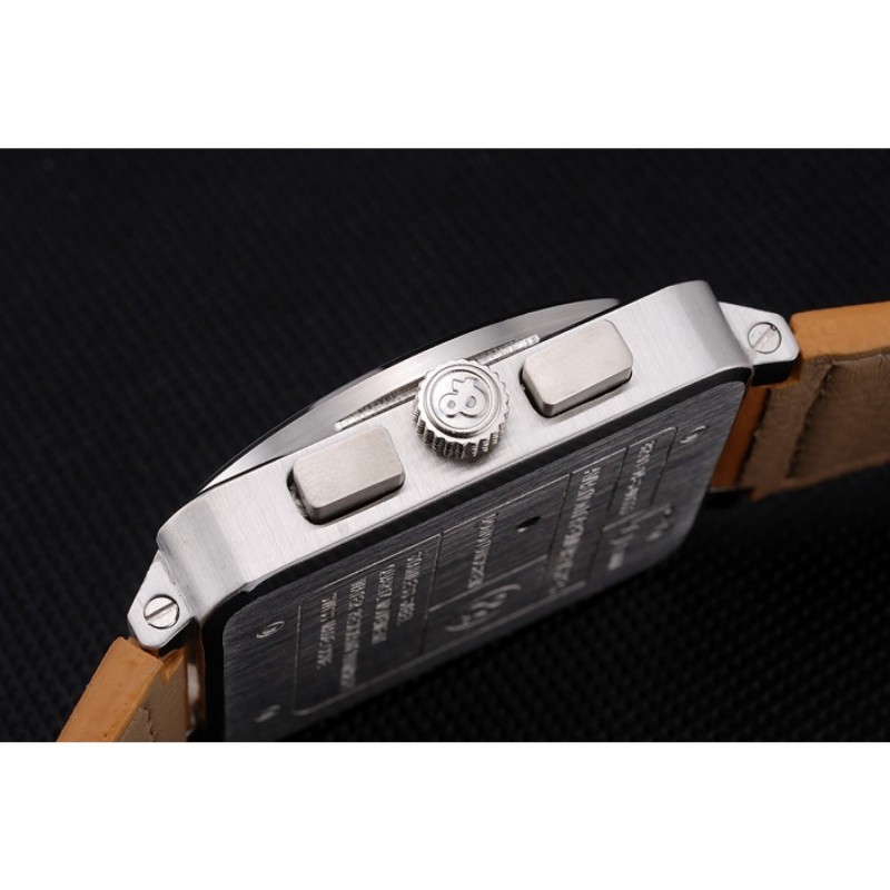 Luxury Bell and Ross BR 03-94 Black Dial Silver Case Brown Leather Strap-5