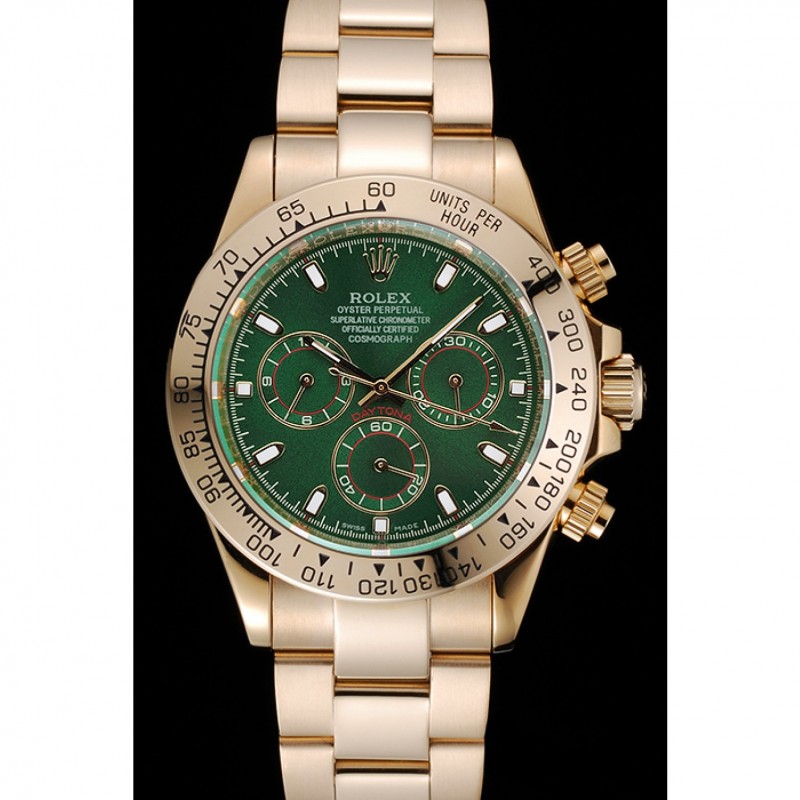 Rolex Cosmograph Daytona Green Dial Gold Case And Bracelet 1454244-1