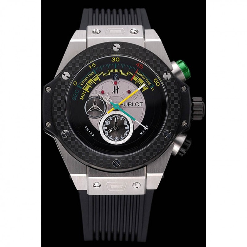 Luxury Replica Watches Hublot Big Bang Unico Bi-Retrograde Chrono King Stainless Steel Case Black Rubber Strap 622770-1