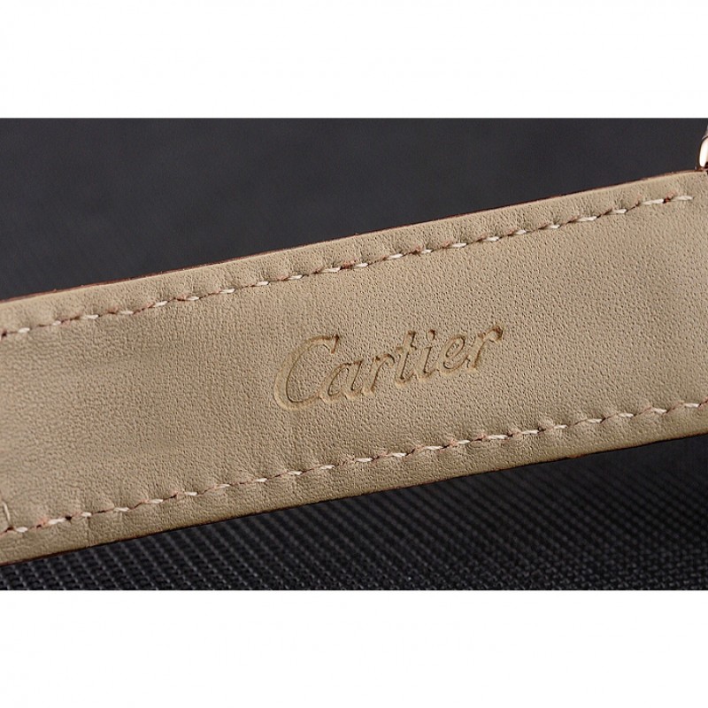 AAA Replica Watches Cartier Ronde Solo Brown Dial Diamond Hour Marks And Bezel Rose Gold Case Brown Leather Strap-8