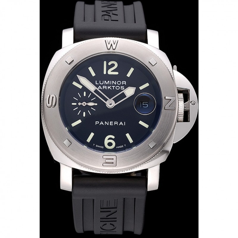 Panerai Luminor Brushed Stainless Steel Case Black Dial Black Rubber Strap 98165-1