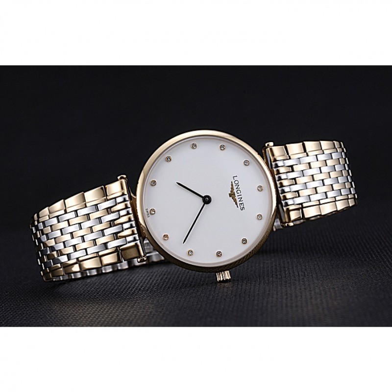 Longines La Grande Classique Two Tone Band White Dial Diamond Markers Homme 622101-3