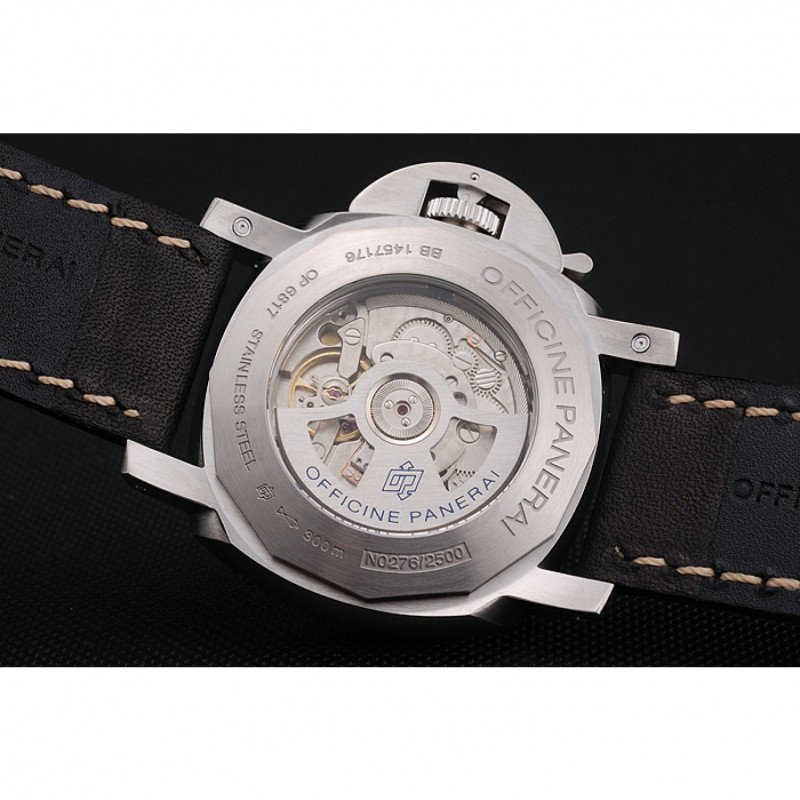 Panerai Luminor Submersible Black Dial Stainless Steel Case Black Leather Strap-7