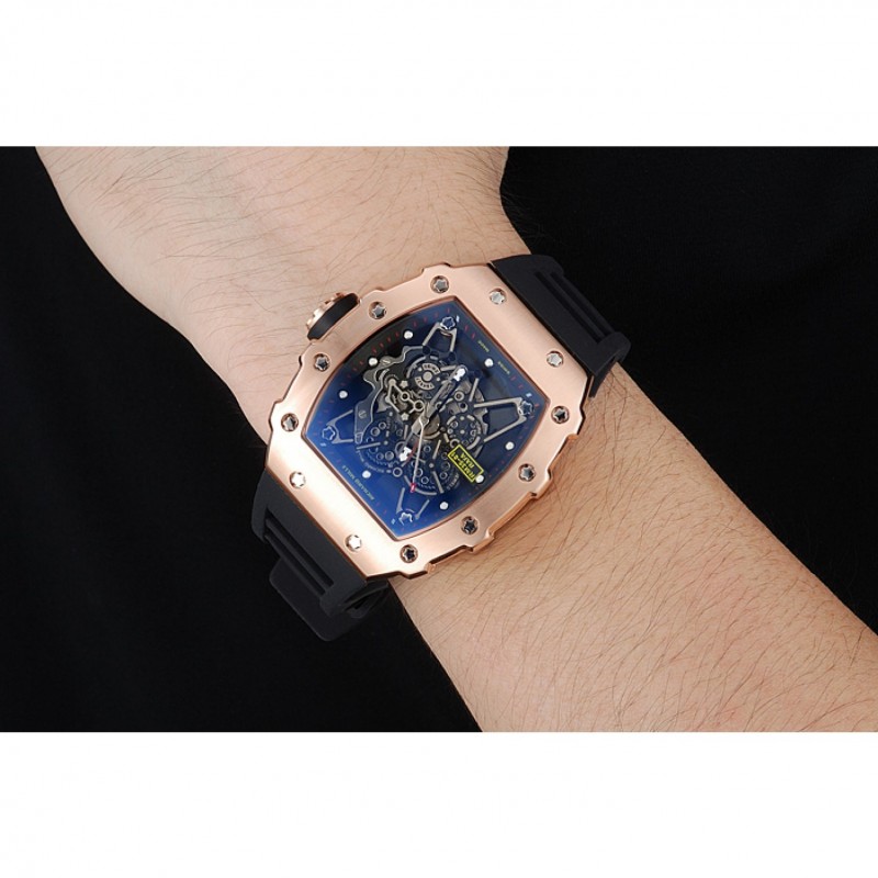 Cheap Replica Watches Richard Mille RM 35-01 Rafael Nadal Gold Case Black Rubber Bracelet 1454197-8