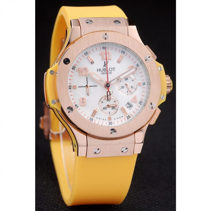 Hublot Big Bang Yellow Strap White Dial Watch 98068-2