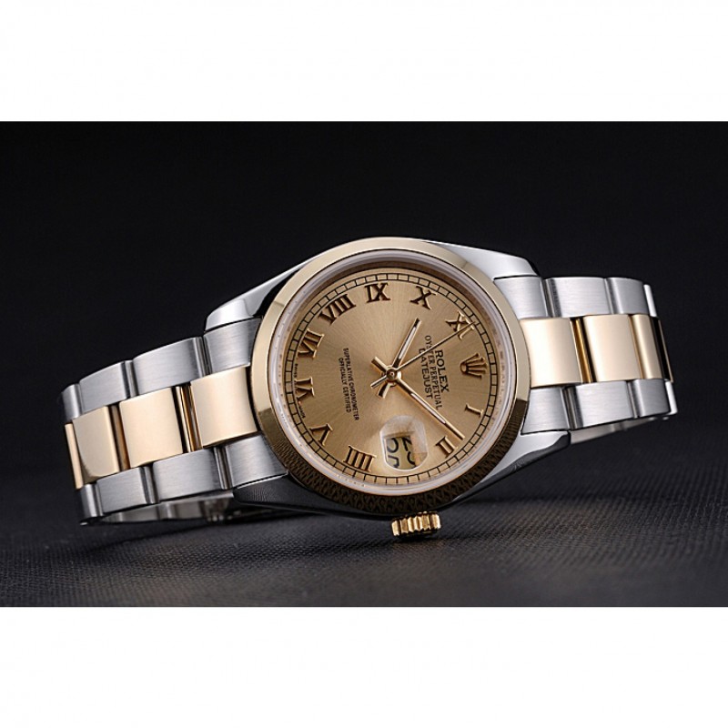 SS Replica Watches Rolex Datejust Stainless Steel And Gold Case Gold Dial 622265-3