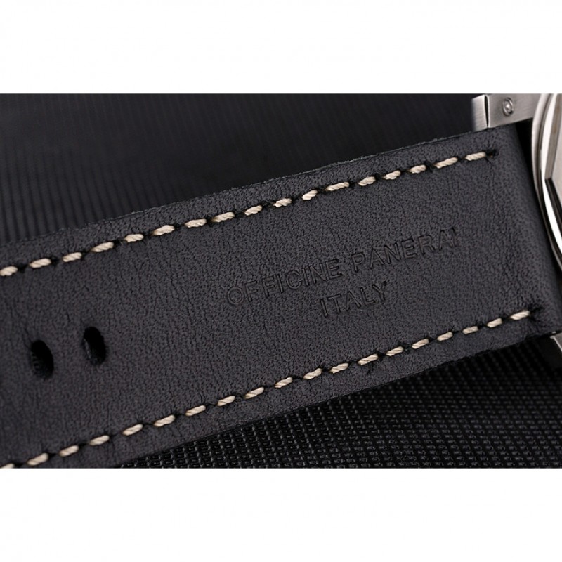 Panerai Luminor Submersible Black Dial Stainless Steel Case Black Bezel Black Leather Strap-6