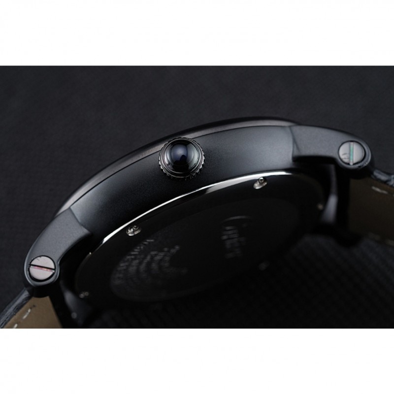 Cartier Rotonde White And Black Dial Black Case Black Leather Bracelet 1454219-7