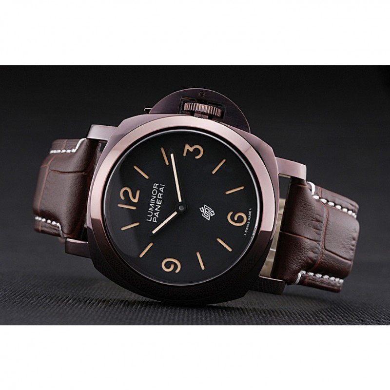 Panerai Luminor Brown Leather Strap Black Dial 80164-4
