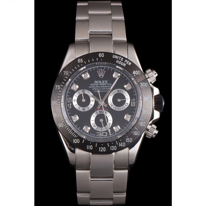 Rolex Daytona Stainless Steel Black Enameled Black Dial-1