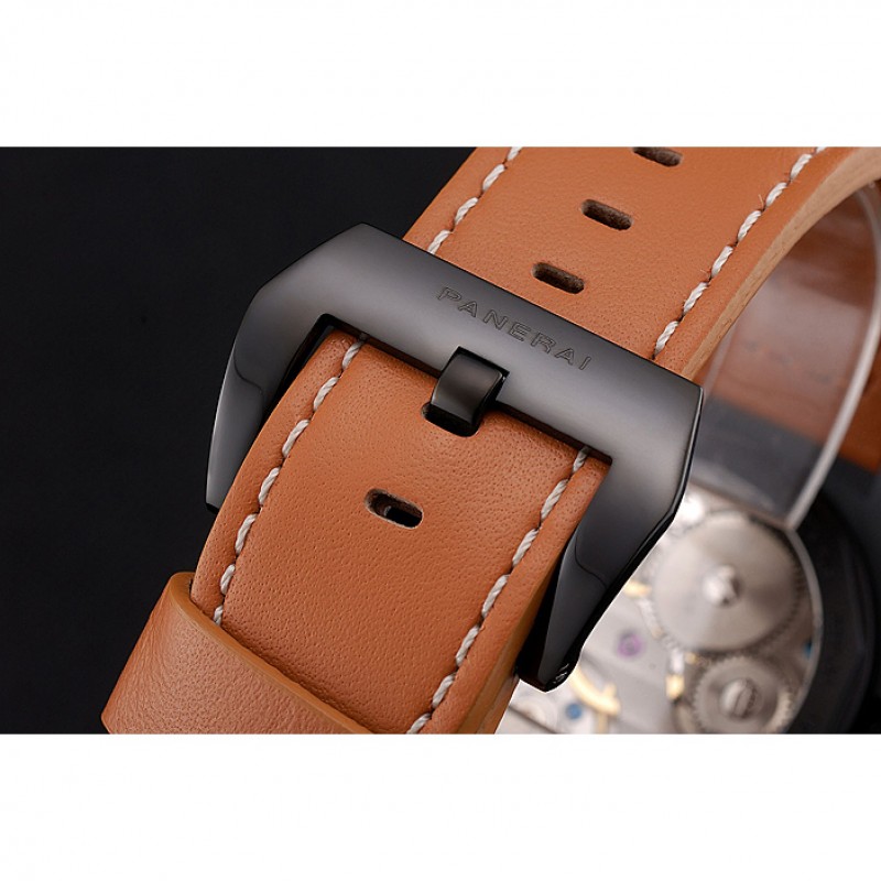 Panerai Luminor Ion Plated Stainless Steel Bezel Orange Leather Bracelet 622309-7