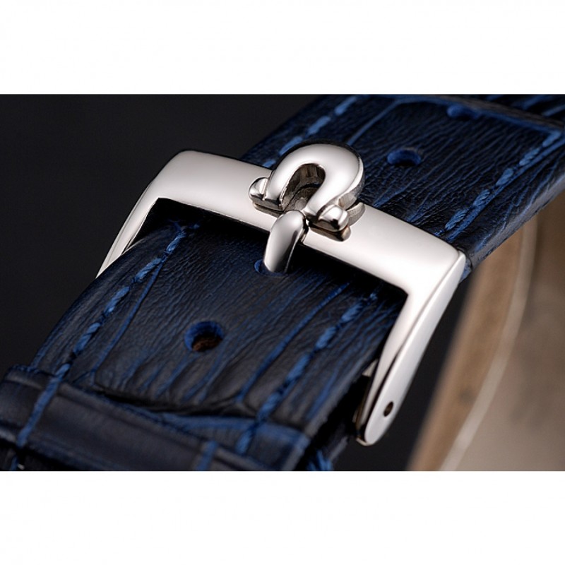 Omega Chronograph White Dial Stainless Steel Case Blue Leather Strap-5