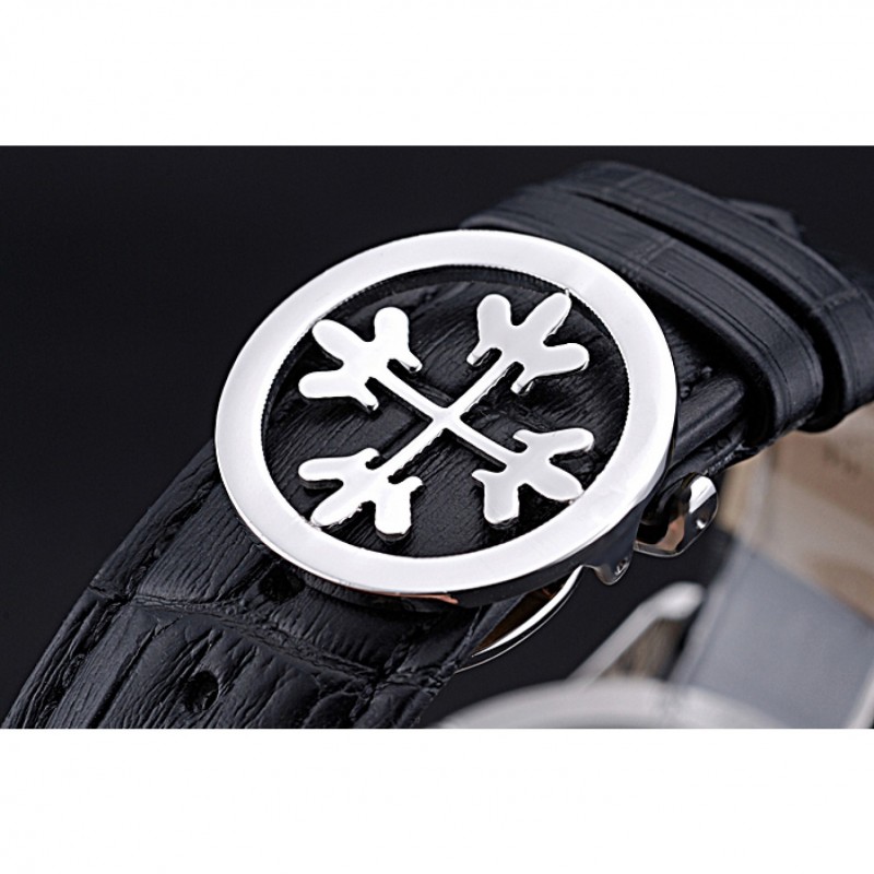 Patek Philippe Geneve Grand Complications Black Dial Stainless Steel Bezel Black Leather Band 622153-3
