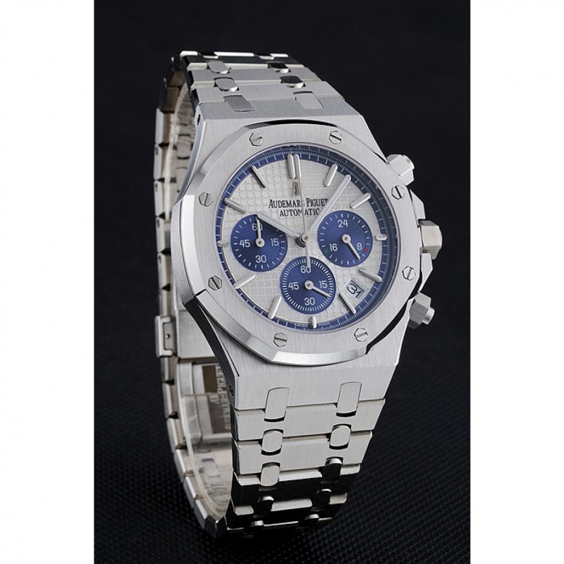 Best Replica Watches Audemars Piguet Royal Oak Chronograph White And Blue Dial Stainless Steel Bracelet 1454026-2