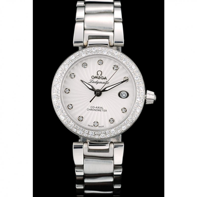 Omega DeVille Ladymatic iamond Plated Bezel White Dial-1