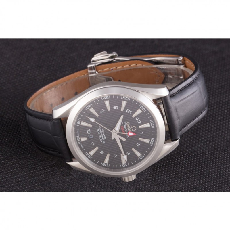 Omega Seamaster Black Dial with Black Leather Band 621574-3