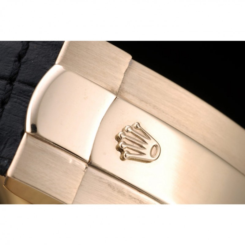 Rolex Daytona Gold Case Blue Dial Black Leather Strap-5
