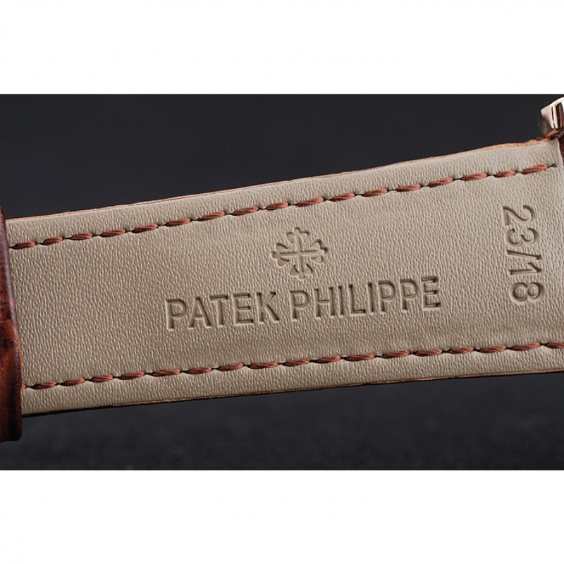 Patek Philippe Complications Chronograph White Dial Gold Case Brown Leather Bracelet 1454236-6