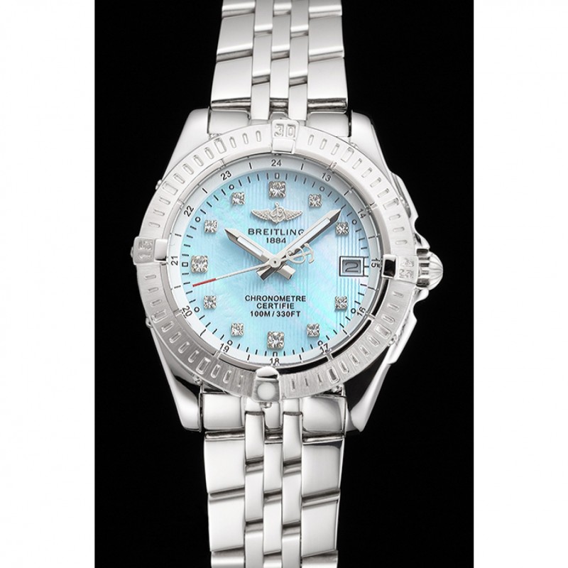 Breitling Colt Lady Light Blue Dial Diamond Hour Marks Stainless Steel Case And Bracelet-1