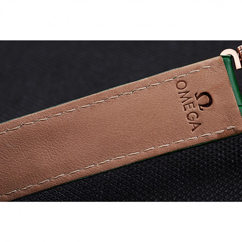 Omega Sochi Petrograd White Dial Gold Case Green Leather Strap 622821-7