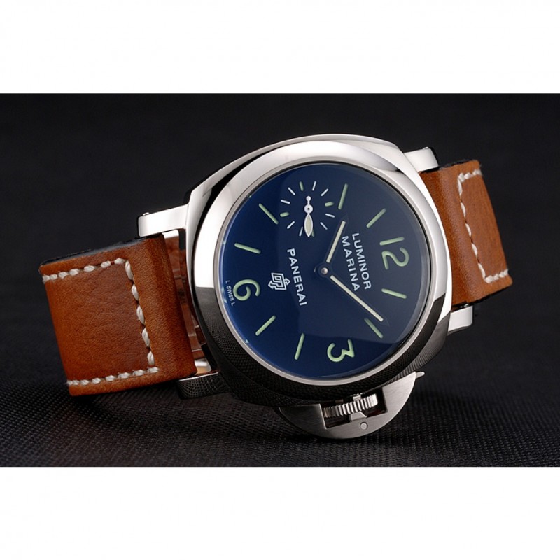 Panerai Luminor Marina Stainless Steel Bezel Brown Leather Bracelet 622313-3