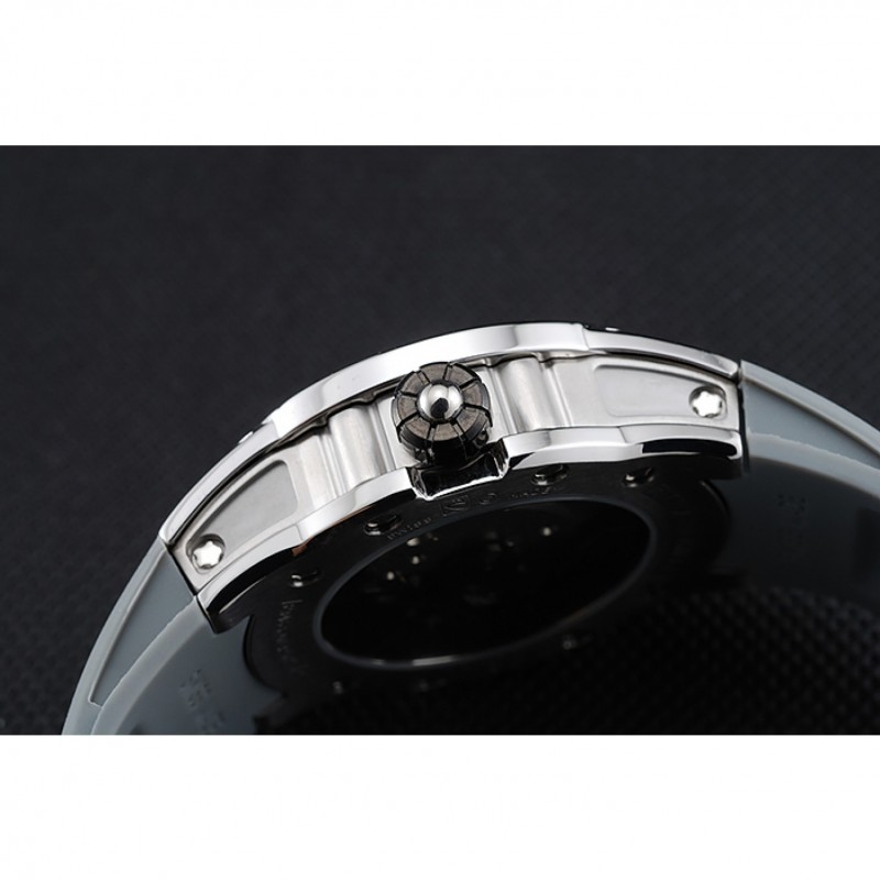 Luxury Replica Watches Richard Mille RM 033 Extra Flat Automatic Diamond Case Grey Rubber Bracelet 1454194-7