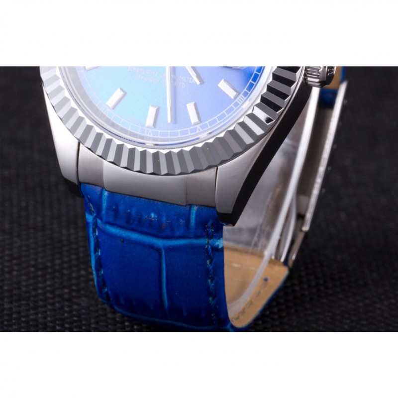 Cheap Replica Watches Rolex Day-Date Oyster Collection Blue Leather Band 621490-6