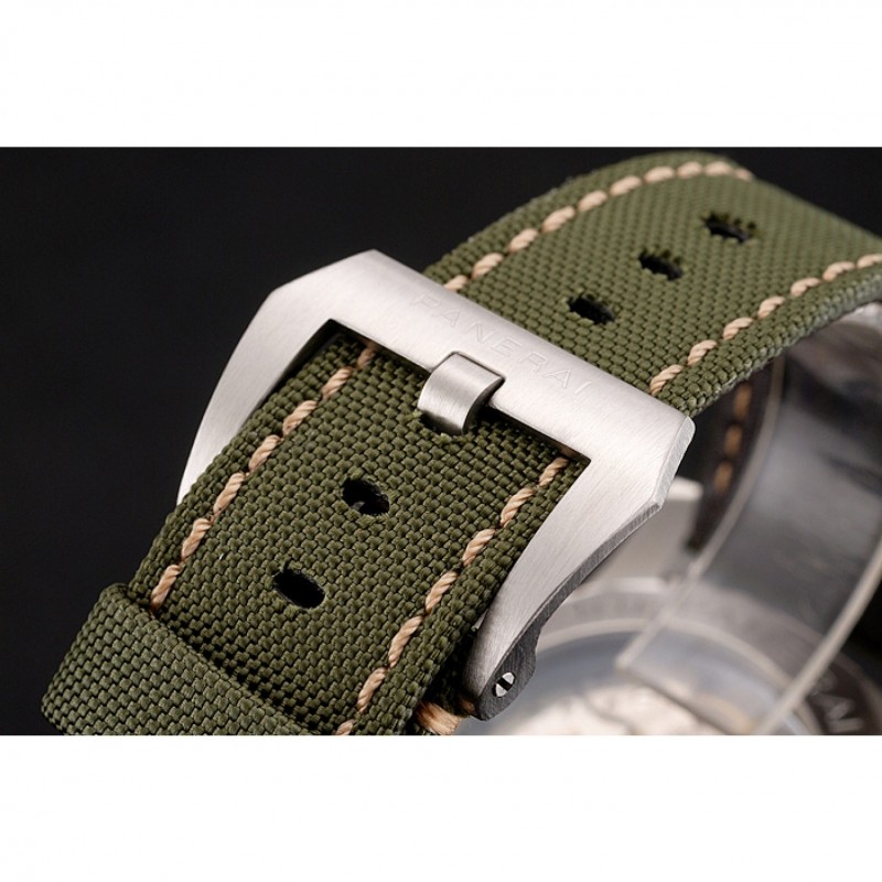 High Quality Panerai Luminor 1950 3-Days GMT Silver Case Black Dial Green Bracelet 1454016-4