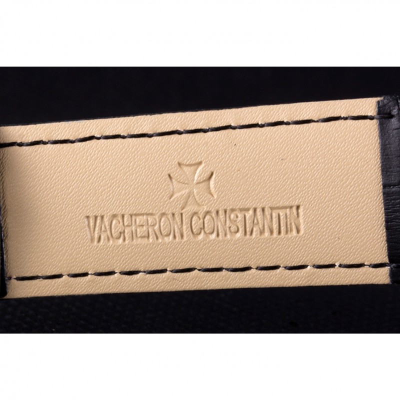 Cheap Vacheron Constantin Tourbillon Black Dial Rose Gold Case Black Leather Bracelet-8