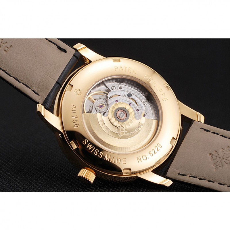 Best Replica Watches Swiss Patek Philippe Multi-Scale Chronograph White Dial Gold Case Black Leather Strap-5