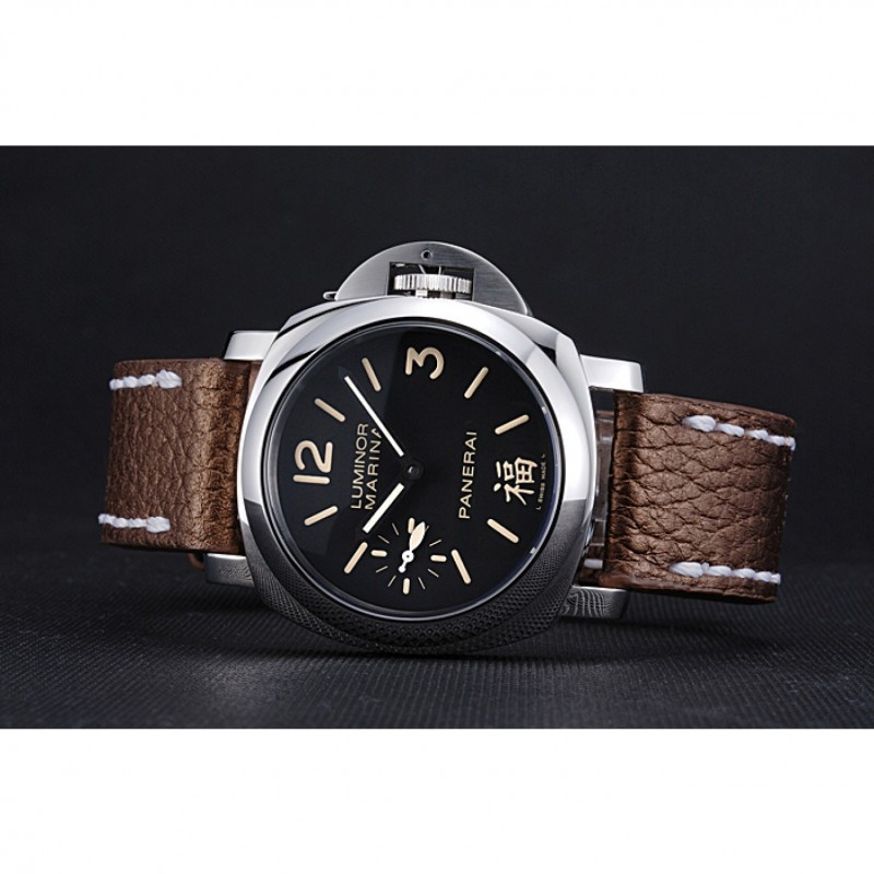 SS Replica Watches Panerai Luminor Marina Stainless Steel Bezel Brown Leather Bracelet 622314-4