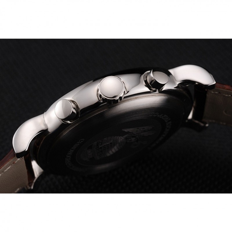 Omega Seamaster Vintage Chronograph White Dial Stainless Steel Case Brown Leather Strap-6
