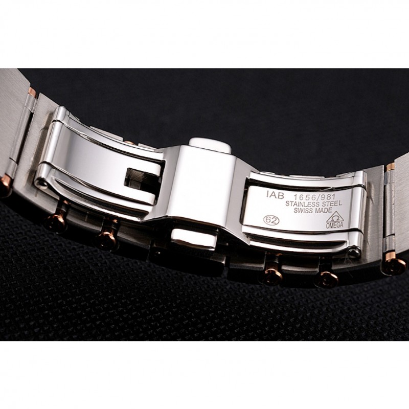 Swiss Omega Constellation White Dial Stainless Steel Case Rose Gold Bezel Two Tone Bracelet-6