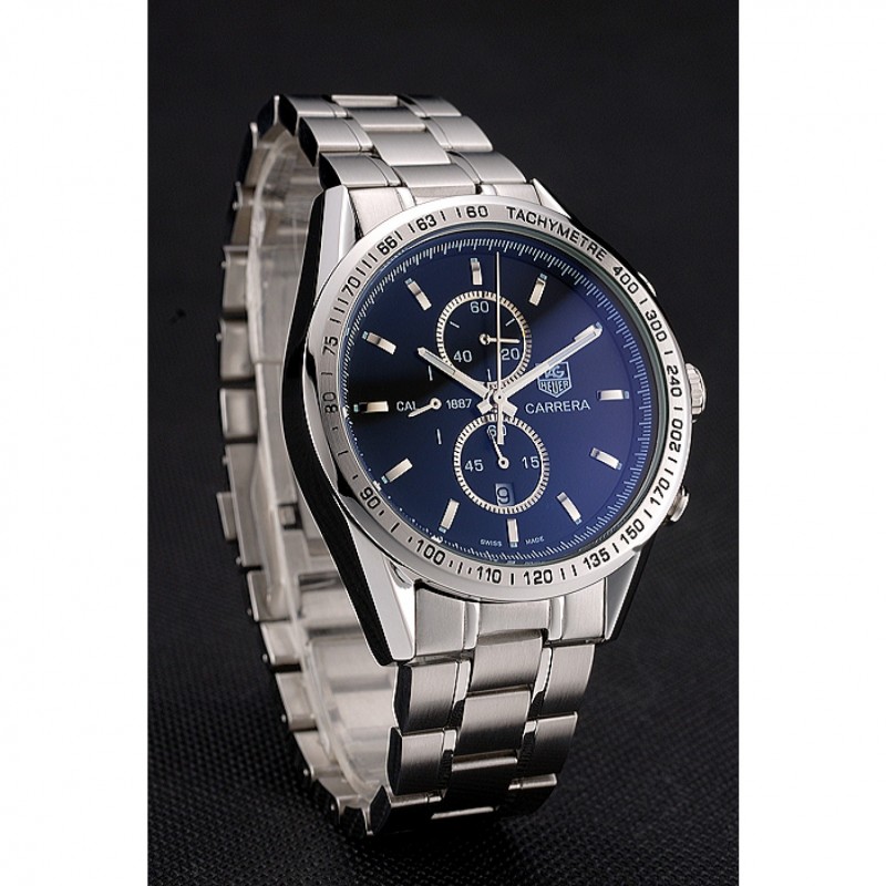 Tag Heuer Carrera Tachymeter Bezel Black Dial Stainless Steel Strap-2