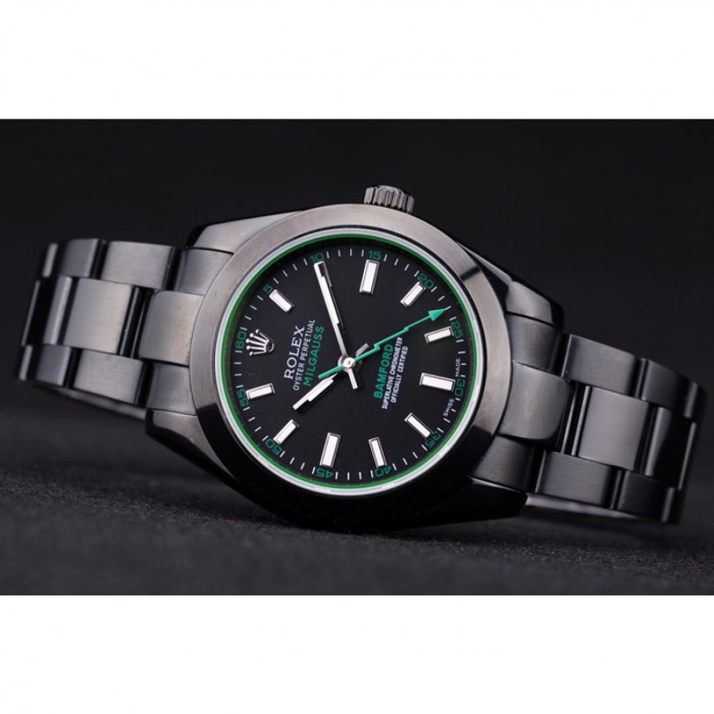 Rolex Milgaus Bamford Ion Plated Stainless Steel Bezel Black Dial 7476-4