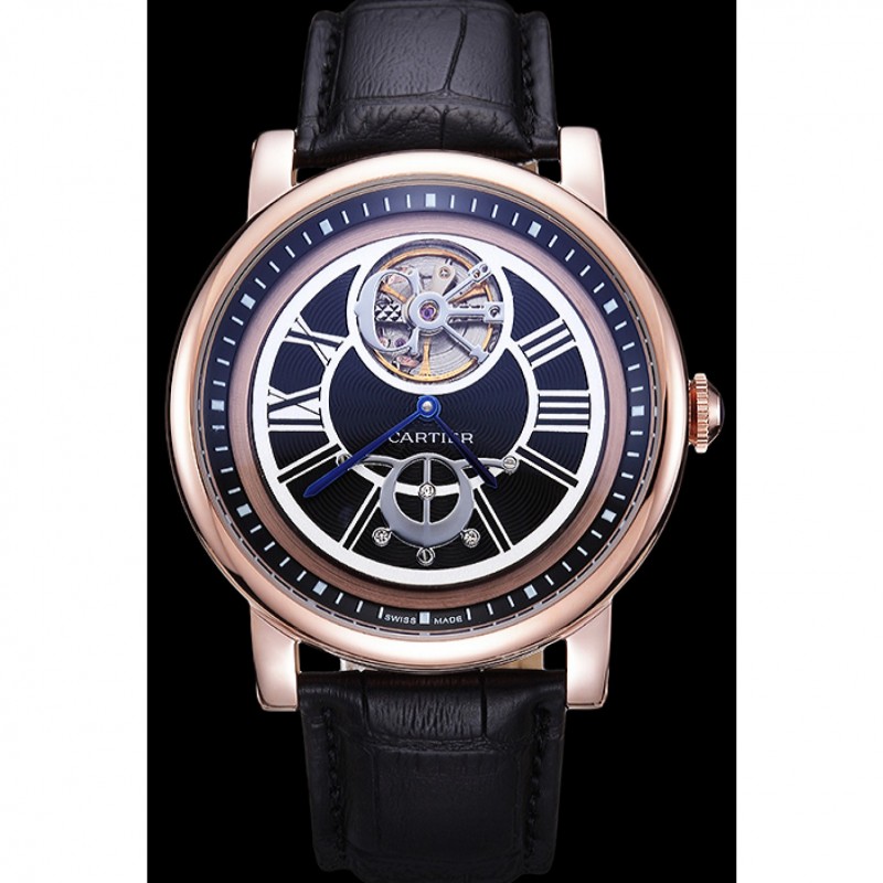 Cheap Cartier Rotonde Flying Tourbillon Black Dial 621944-1
