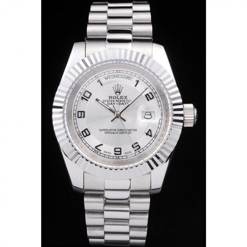 Rolex Day-Date Polished Stainless Steel White Dial-1