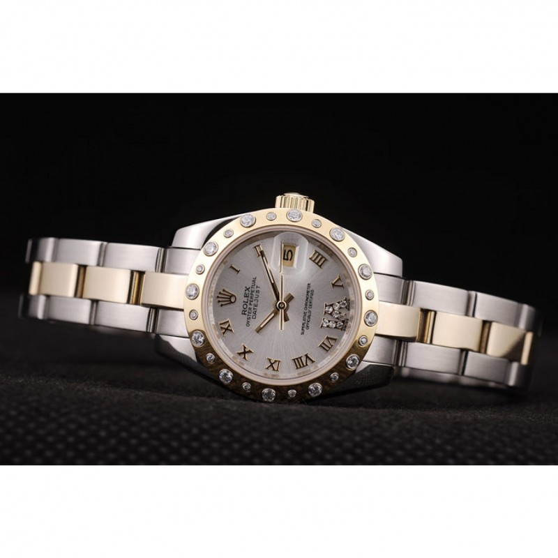 Rolex DateJust Brushed Stainless Steel Case White Dial Diamond Plated-3