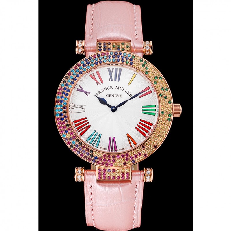 Franck Muller Double Mistery 4 Saisons White Dial Rose Gold Case Light Pink Leather Strap-1