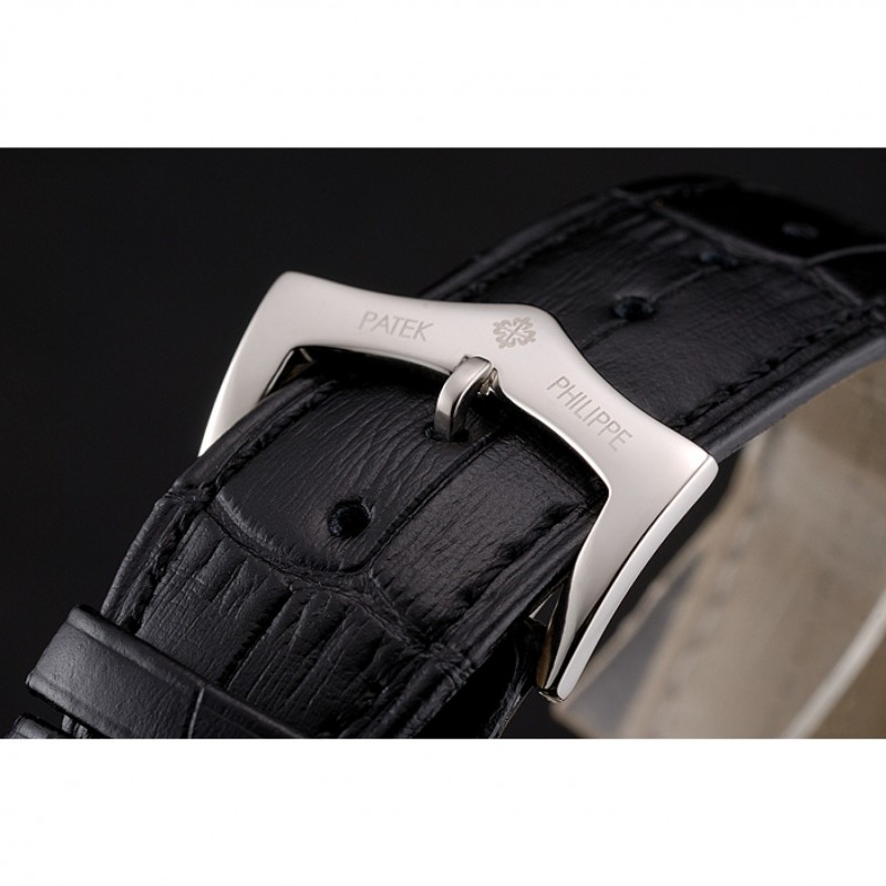 Patek Philippe Grand Complications Stainless Steel Case Black Dial Black Leather Bracelet 622258-6