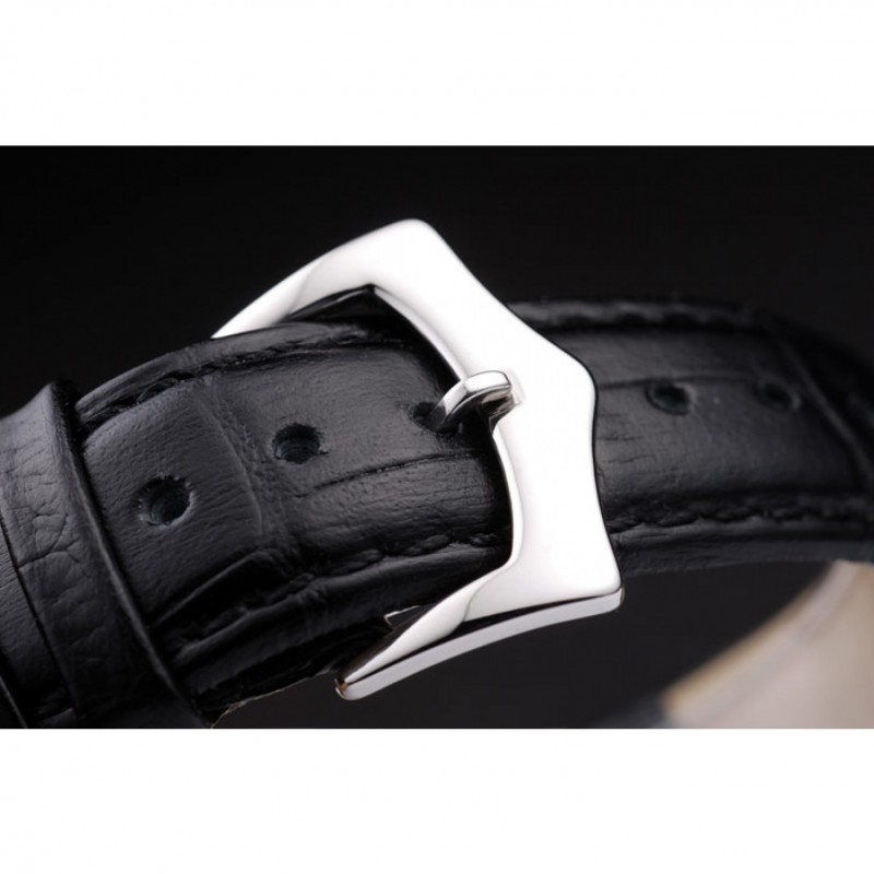 Patek Philippe Geneve Calatrava Crystal Studded Hour Marker Black Dial Black Leather Strap 98170-5
