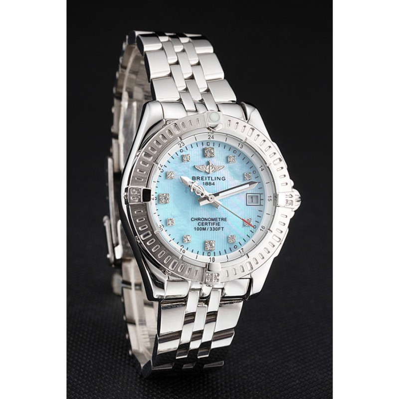 Breitling Colt Lady Light Blue Dial Diamond Hour Marks Stainless Steel Case And Bracelet-2