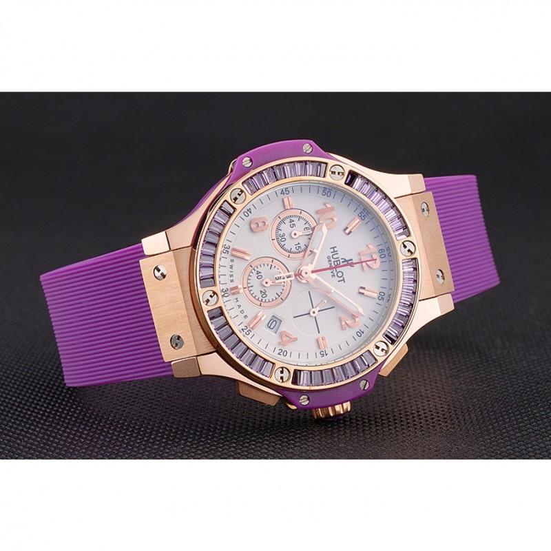 Best Replica Watches Hublot Big Bang Tutti Frutti Purple Strap Gold Dial-3