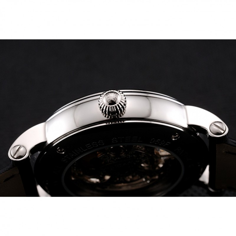 Patek Philippe Grand Complications Gray Skeleton Dial Stainless Steel Case Black Leather Strap 1453811-8