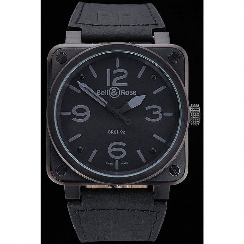 Bell and Ross BR 01-92 Black Dial Black Case Black Leather Strap-1