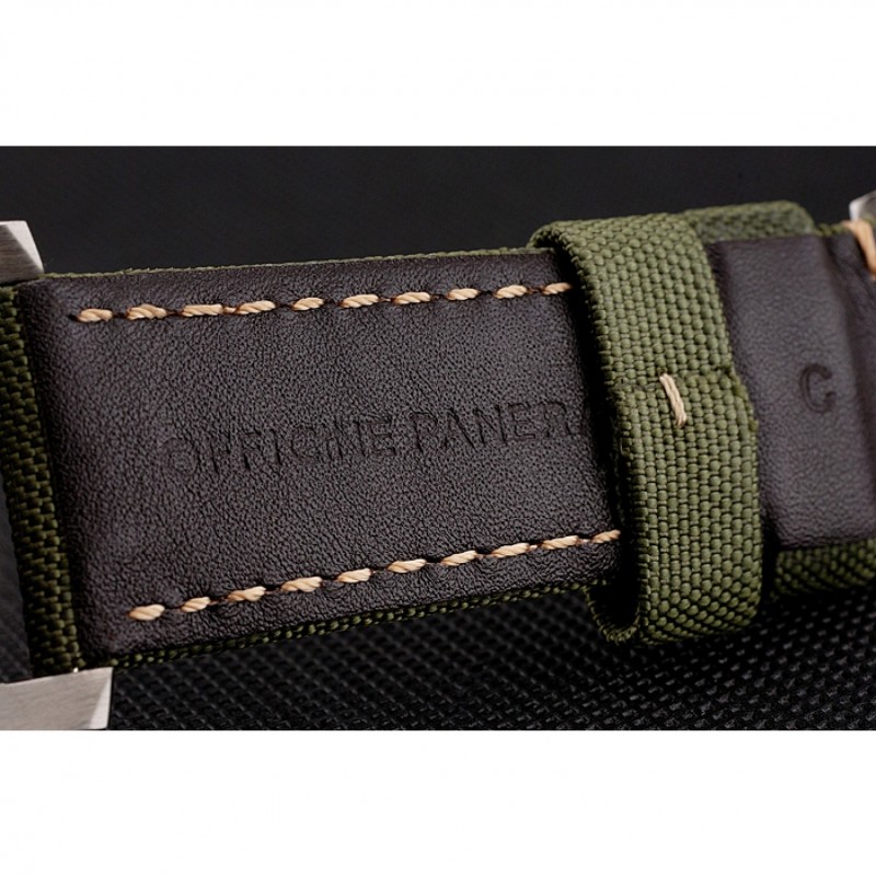 High Quality Panerai Luminor 1950 3-Days GMT Silver Case Black Dial Green Bracelet 1454016-5